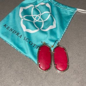 Kendra Scott Elle Gold Drop Down Red Earrings